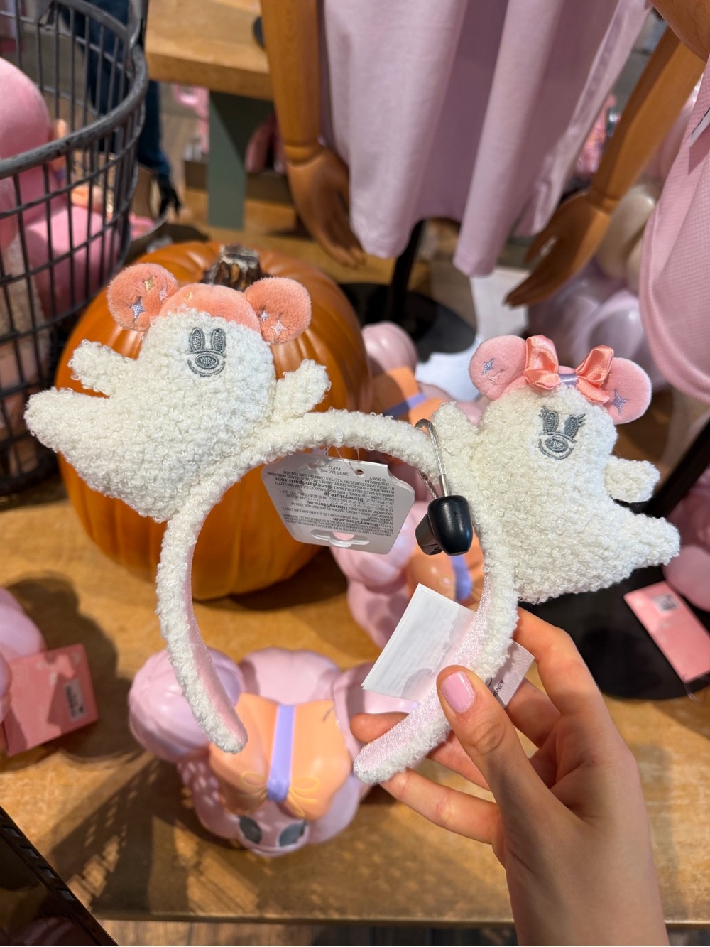 Disney hey boo pastel cute ghost ears Plush Ghost Ear Headband - Pink and White